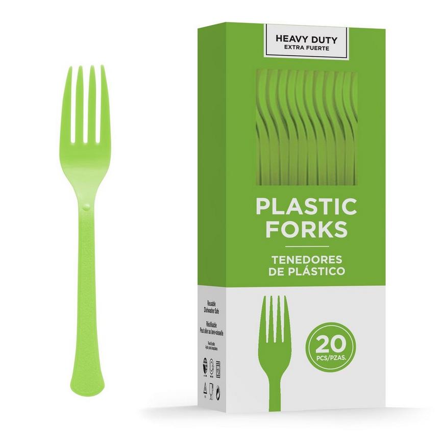 Kiwi Green Heavy-Duty Plastic Forks, 20ct